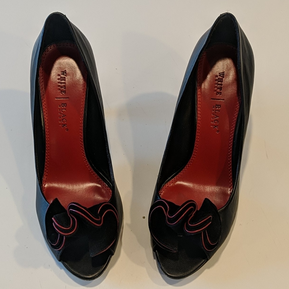 Leather Peep Toe Pumps
